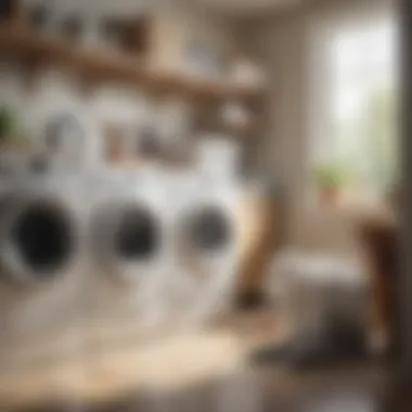 Washing machine loaded with laundry and a dog collar nearby, symbolizing pet ownership.