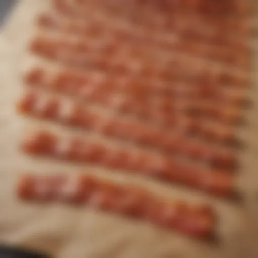 Crispy bacon perfectly baked on parchment paper