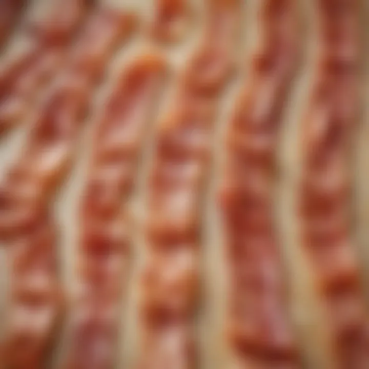 Juicy bacon strips glistening after baking