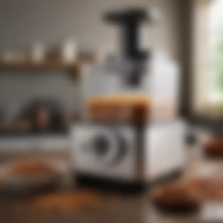 A sleek electric seed grinder with seeds ready for grinding