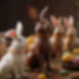 A visually stunning gourmet Easter bunny crafted from high-quality chocolate adorned with artisanal details.