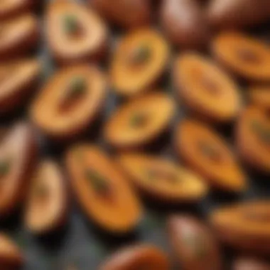 Sweet and Spicy Roasted Sweet Potatoes A close-up of roasted sweet potatoes with a drizzle of honey and sprinkle of cinnamon