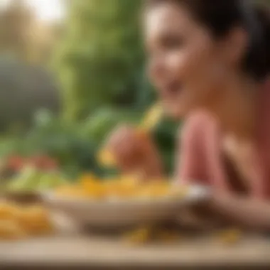 Savoring the Delight of Healthy Snacking A health-conscious individual enjoying low carb vegan chips in a serene setting
