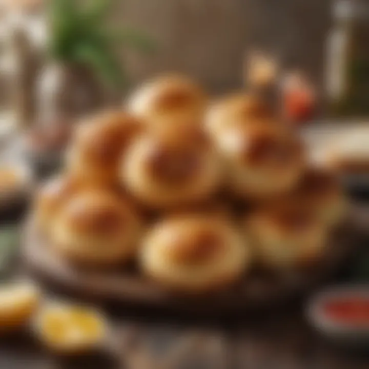 Freshly baked bread rolls on a festive table