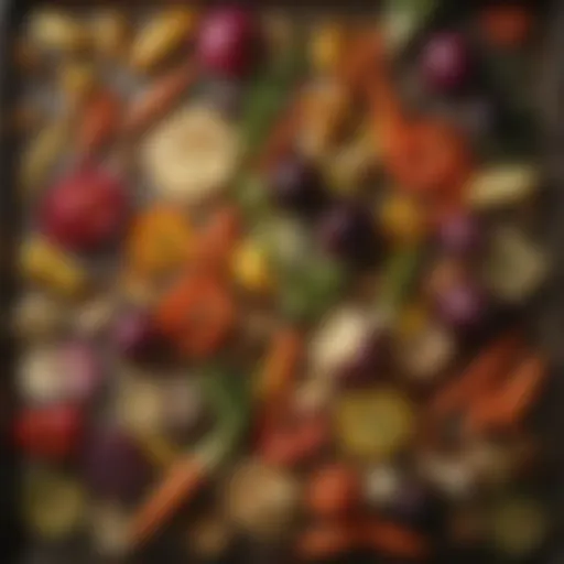 A colorful array of roasted spring vegetables