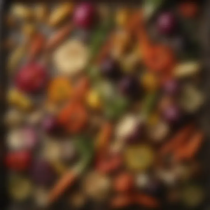 A colorful array of roasted spring vegetables