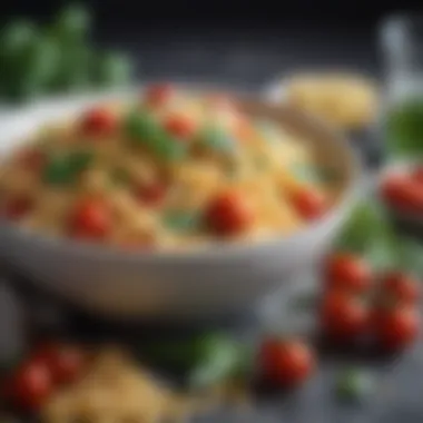 Creamy Gluten-Free Pasta: Delicious and Satisfying A bowl of creamy gluten-free pasta topped with fresh basil and cherry tomatoes