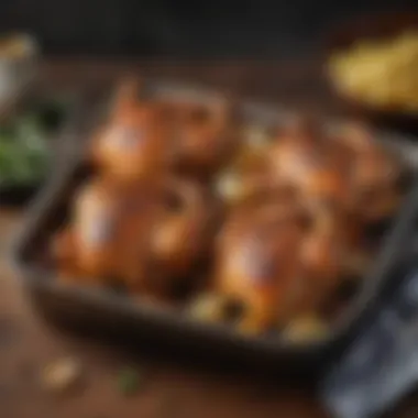 Deliciously roasted chicken recipe made in a stand up roasting pan