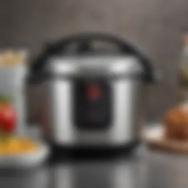 A sleek stainless steel pressure cooker with a modern design showcasing its versatility.