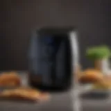 Elegant design of a three quart air fryer showcasing its sleek exterior