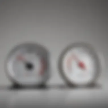 Comparison of digital and analog thermometers side by side