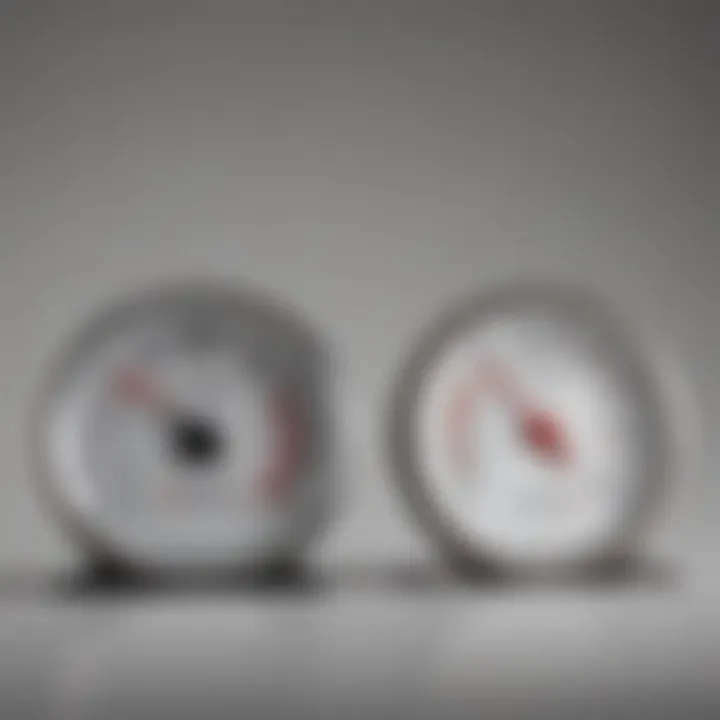 Comparison of digital and analog thermometers side by side