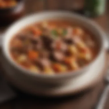 Savory Beef Stew from Inexpensive Cuts A plate of delicious beef stew made with economical cuts