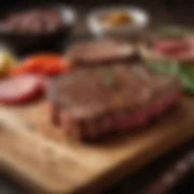 Affordable Steak Cuts Selection A selection of budget-friendly steak cuts on a wooden board