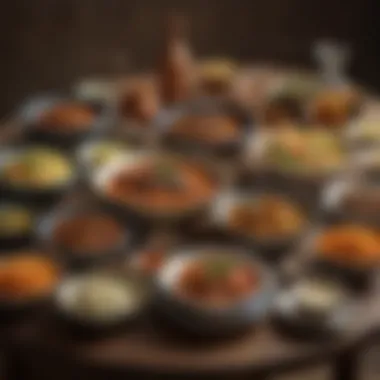 A vibrant display of traditional African dishes on a table