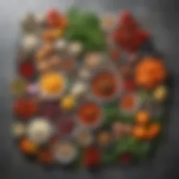A vibrant selection of fresh ingredients laid out on a countertop