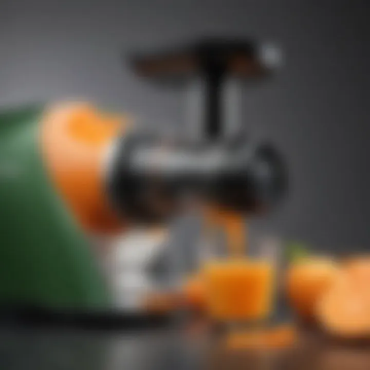 Close-up of a sleek and modern juicer showcasing its features