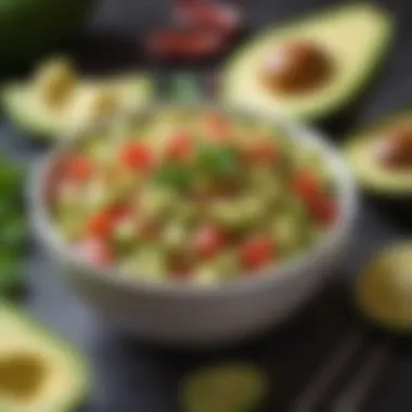 A bowl of fresh avocado salsa with vibrant colors.