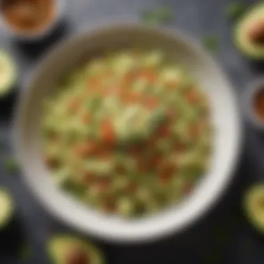 Plated Delight: Avocado Salsa A beautifully plated dish featuring avocado salsa.