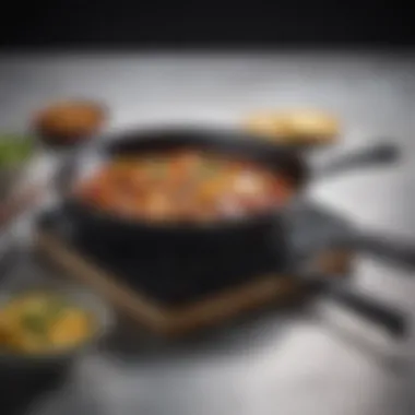 A versatile skillet being used for various cooking techniques