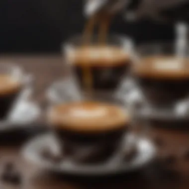 Close-up of espresso shots in a cup