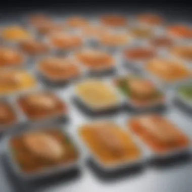 A diverse range of frozen TV dinners from top brands arranged creatively, emphasizing variety.