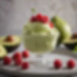 A delectable bowl of avocado ice cream garnished with fresh berries