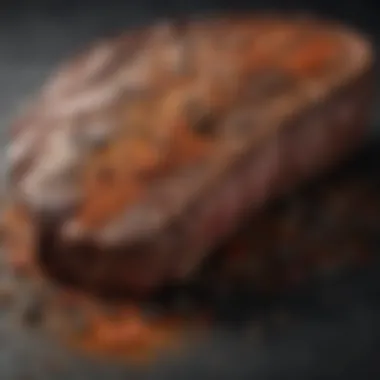 A close-up of blackened steak seasoning showcasing its vibrant spices.