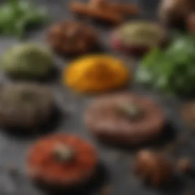 Herbs and Spices for Rich Flavor An assortment of fresh herbs and spices used in blackened steak seasoning.
