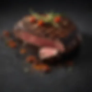 Perfectly Blackened Steak Delight A perfectly blackened steak with a crispy exterior and juicy interior.