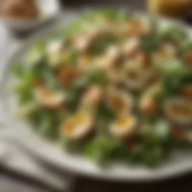 Healthier Caesar Salad Options A vibrant plate showcasing a healthier version of Caesar salad with alternative dressings and greens.