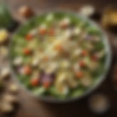 Nutritional Breakdown of Caesar Salad Ingredients An artistic arrangement of Caesar salad ingredients highlighting their nutritional values.