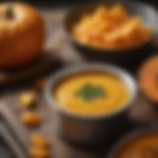 Close-up of canned pumpkin puree highlighting its rich texture