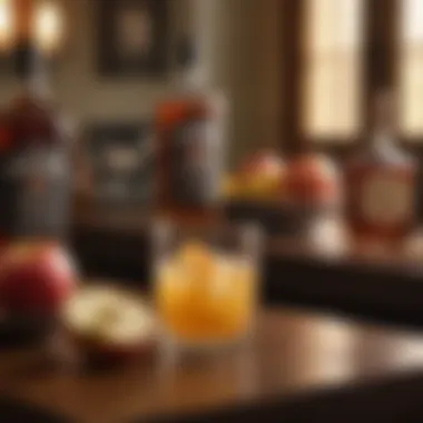 Stylish Setting for Caramel Apple Whiskey Sour A stylish setting featuring the Caramel Apple Whiskey Sour ready for enjoyment.
