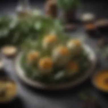 Gourmet Presentation of Cardoon Delicacies A beautifully arranged dish featuring cooked cardoon with herbs and spices.