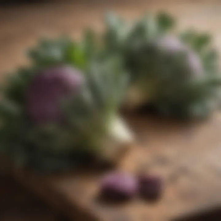 Raw cardoon stalks placed on a rustic wooden table.