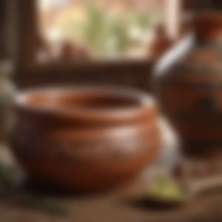 Traditional cazuela clay pot showcasing rustic design.