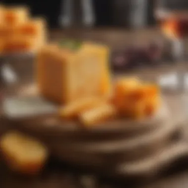 Cheddar cheese and wine pairing arrangement