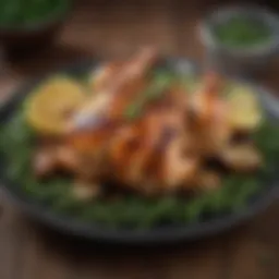 A succulent plate of grilled chicken with herbs and spices