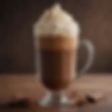 Rich chocolate mocha beverage garnished with whipped cream and cocoa powder