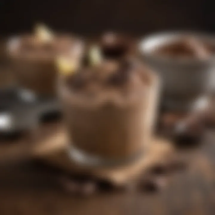 Artfully arranged chocolate mudslide ingredients on a rustic table