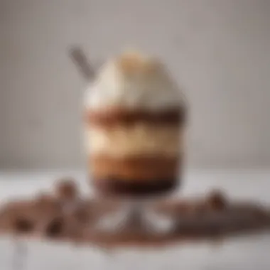 Close-up of rich chocolate mudslide dessert garnished with whipped cream