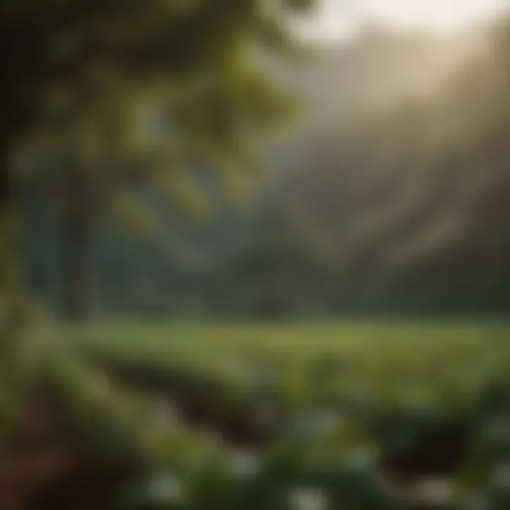 A sustainable coffee farm demonstrating eco-friendly practices and vibrant greenery