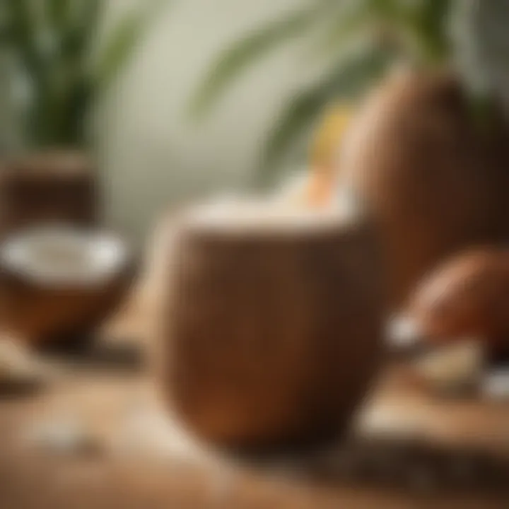 A vibrant coconut mixed drink ready to be enjoyed