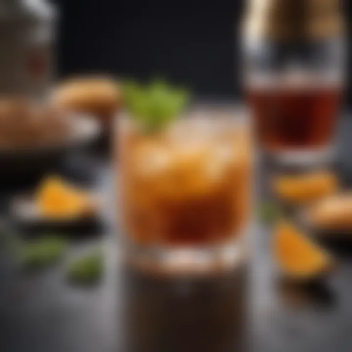 A refreshing cocktail featuring Crown Salted Caramel, garnished with aromatic herbs.