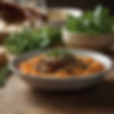 Rich Herbal Sauce Enhancing Country-Style Dishes A close-up of a rich herbal sauce drizzled over a country-style dish
