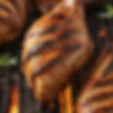 Close-up of a perfectly grilled chicken wing with tantalizing char marks