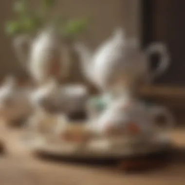 An elegant tea gift set featuring delicate cups and a charming teapot