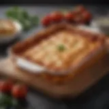 A deep dish lasagna pan with lid showcasing its elegant design.