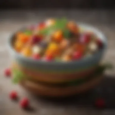 Diverse and Colorful Raw Dish A bowl of vibrant raw dish showcasing diverse textures and colors
